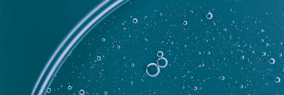 A close-up of a teal-blue petri dish.